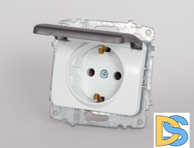 Розетка с крышкой и заземлением ELBI Jazz 607-010200-218