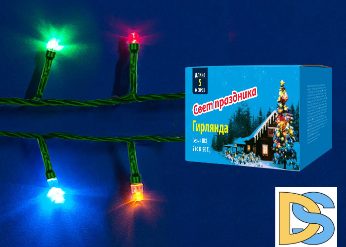 Светодиодная гирлянда (UL-00002389) Uniel 220V разноцветный UDL-S0500-050/DGA Multi IP20 Mini