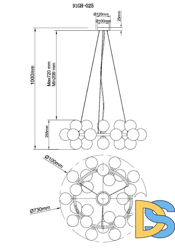 Подвесная люстра Garda Decor 91GH-025
