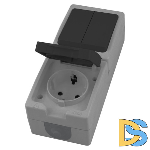 Розетка одноместная с/з + выключатель двухклавишный Stekker Велена PST16-11-54V/10-121-54 49726