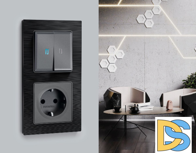 Лицевая панель для выключателя двухклавишного с подсветкой Ambrella Volt Alfa AP6540