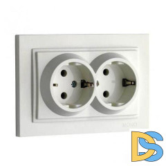 Розетка с заземлением двойная Mono Electric Despina 16А 250В слоновая кость 102-010004-120