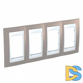 Рамка 4-ая (четверная), Коричневый/Белый, серия Unica, Schneider Electric