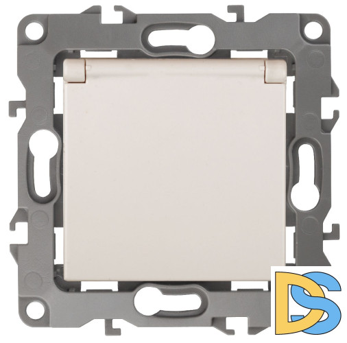 Розетка 2P+E Schuko со шторками с крышкой Эра 12-2103-02 Б0014694