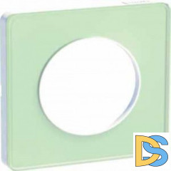 Рамка 1-ая (одинарная), Зеленый лед/Белый, серия Odace, Schneider Electric