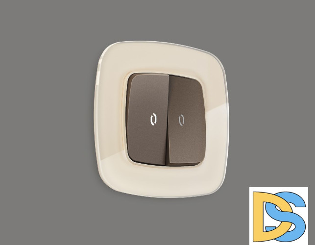 Комплект механизма 2-кл проходного выключателя с подсветкой Ambrella Volt Omega MO634035