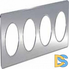 Рамка 4-ая (четверная), Полированный алюминий/Алюминий (металл), серия Odace, Schneider Electric