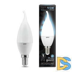 Лампа светодиодная Gauss E14 9.5W 4100K матовая 104101210