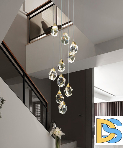 Подвесной светильник Delight Collection Crystal rock II 9701P/10R brass