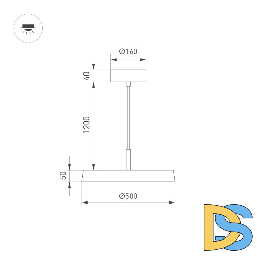 Подвесной светильник Arlight SP-ELEGANT-R500-37W Warm3000 (BK, 120 deg, 230V) 033922(1)