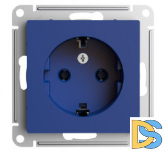 Розетка с заземлением, Аквамарин, серия Atlas Design, Schneider Electric