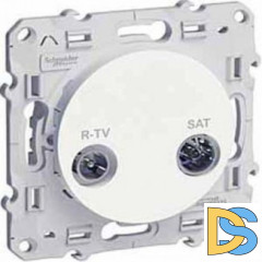 Розетка телевизионная проходная ТV-FМ-SАТ, Белый, серия Odace, Schneider Electric