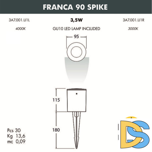 Грунтовый светильник Fumagalli 3A7.001.000.LXU1L