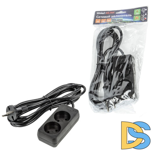 Удлинитель бытовой Uniel Ultra S-CU2-3 BLACK UL-00009976