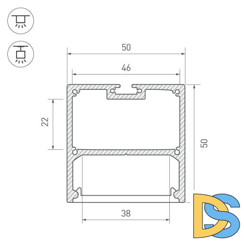 Профиль с экраном Arlight SL-LINE-5050-2500 WHITE+OPAL 021467