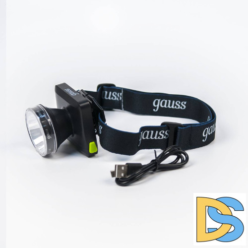 Налобный светодиодный фонарь Gauss аккумуляторный 60х70 100 лм GF401