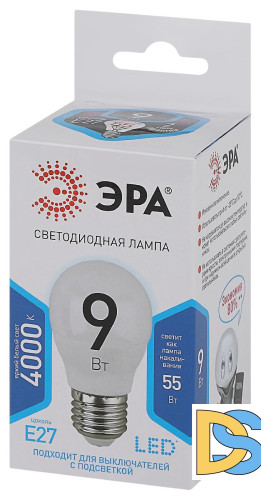 Лампа светодиодная Эра E27 9W 4000K LED P45-9W-840-E27 Б0029044