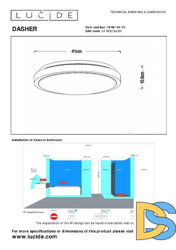 Потолочный светильник Lucide Dasher 79110/40/31