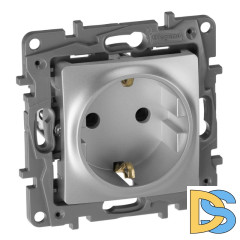 Розетка 2К+З Legrand Etika 16A 250V с/з винтовой зажим немецкий стандарт алюминий 672421