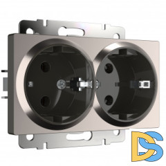 Розетка двойная с заземлением (глянцевый никель) W1172002