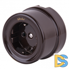 Розетка с заземлением (коричневый) Ретро WL18-03-01