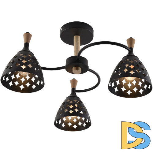 Люстра на штанге Reluce 01515-0.3-03 BK+WOOD