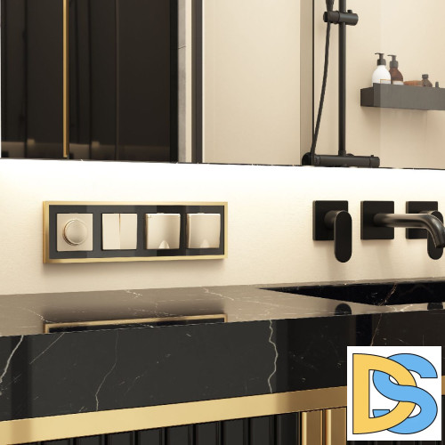 Рамка на 4 поста Werkel Baguette черный/латунь 4690389193323 W0042852 a062784