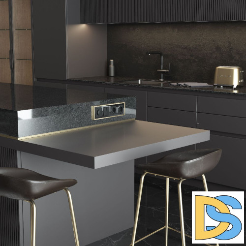 Рамка на 4 поста Werkel Baguette черный/латунь 4690389193323 W0042852 a062784