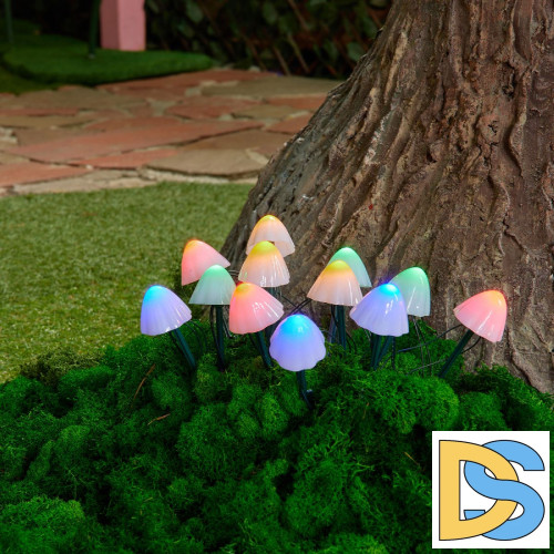 Садовый светильник на солнечной батарее Uniel USL-S-830/PM020 MULTICOLOR MUSHROOMS SET12 UL-00011676