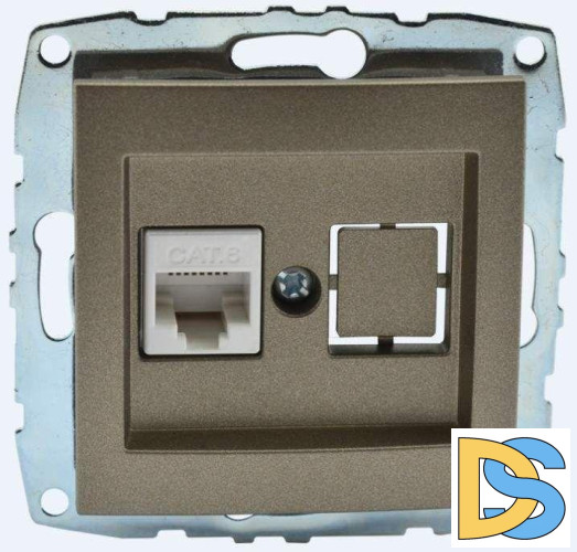 Розетка компьютерная Rj45 Cat6 Mono Electric Despina-Larissa бронза 500-002305-125