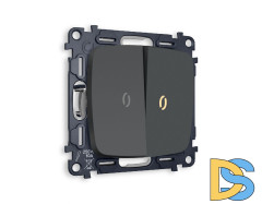 Комплект механизма 2-кл проходного выключателя с подсветкой Ambrella Volt Omega MO904030