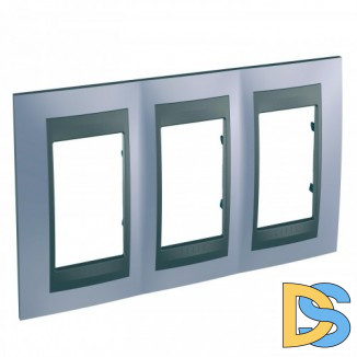 Рамка 3-ая (тройная), Берилл/Графит (металл), серия UNICA TOP/CLASS, Schneider Electric