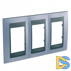 Рамка 3-ая (тройная), Берилл/Графит (металл), серия UNICA TOP/CLASS, Schneider Electric