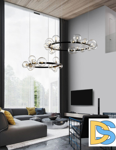 Подвесной светильник Delight Collection Art Deco Bubble KM1294P-24 black/clear