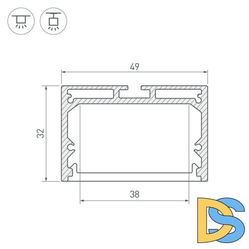 Профиль с экраном Arlight SL-LINE-4932-2500 WHITE+OPAL 036304