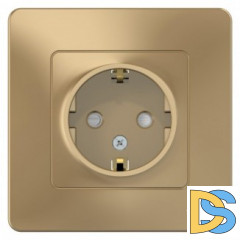 Розетка 1-ая электрическая, с заземлением и защитными шторками, Титан,