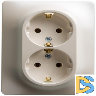 Розетка 2-ая электрическая с заземлением, Перламутр, серия Glossa, Schneider Electric