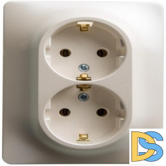 Розетка 2-ая электрическая с заземлением, Перламутр, серия Glossa, Schneider Electric