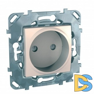 Розетка 1-ая электрическая без заземления с защитными шторками, Бежевый, серия Unica, Schneider Electric