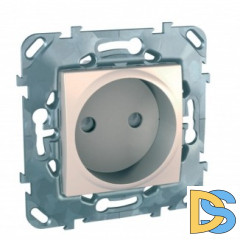 Розетка 1-ая электрическая без заземления с защитными шторками, Бежевый, серия Unica, Schneider Electric