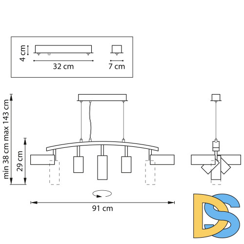 Подвесной светильник Lightstar Rullo LR735362863 (571735+214436-2+214486-3)