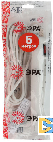 Удлинитель электрический Эра U-4s-5m-2x1 Б0044054