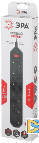 Сетевой фильтр Эра USF-6es-3m-B-BOX Б0037263