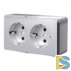 Розетка двойная с заземлением Gallant (серебряный) W5072106