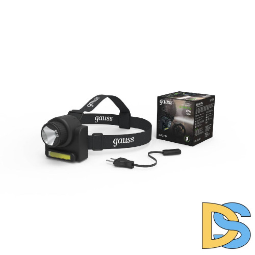 Налобный светодиодный фонарь Gauss аккумуляторный 75х70 180 лм GF309