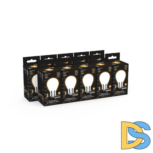 Лампа светодиодная филаментная Gauss E27 9W 3000К матовая 105202109