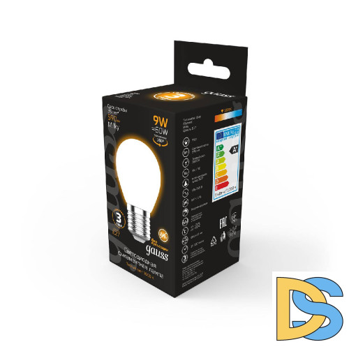 Лампа светодиодная филаментная Gauss E27 9W 3000К матовая 105202109
