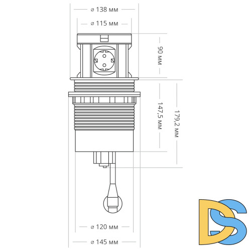 Блок розеток 107J (4 секции, 2 USB А + 2 USB С) Mebax 00-00001464