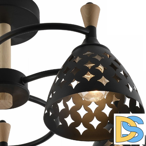 Люстра на штанге Reluce 01515-0.3-05 BK+WOOD