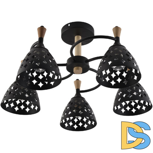 Люстра на штанге Reluce 01515-0.3-05 BK+WOOD